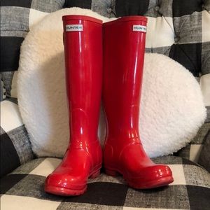 Hunter rain boots. Red glossy. Size 7